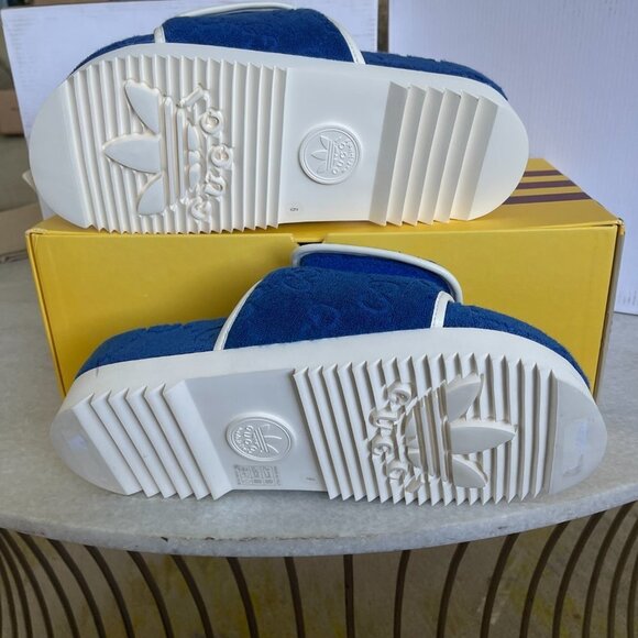 Adidas x Gucci Mens Slides Sandals Shoe, Blue/White, Gucci Sz 9 (US 9.5) - Picture 9 of 15